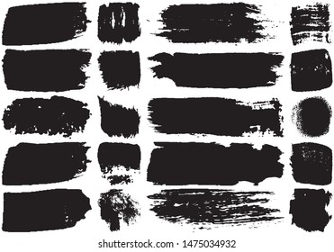 Set of black brush strokes with a dry brush