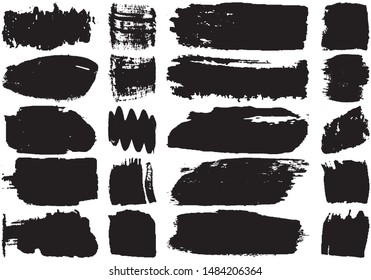 Set of black brush strokes with a dry brush