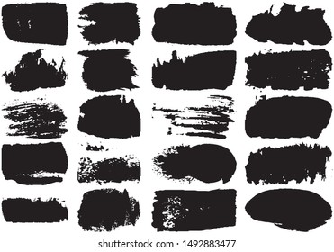 Set of black brush strokes with a dry brush