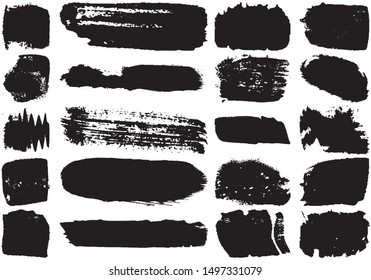 Set of black brush strokes with a dry brush
