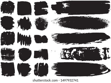 Set of black brush strokes with a dry brush