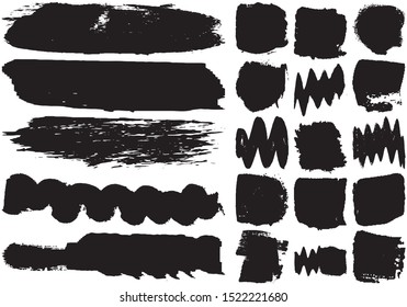 Set of black brush strokes with a dry brush