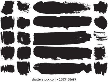 Set of black brush strokes with a dry brush