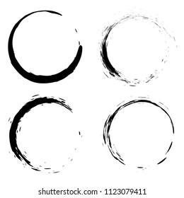 Set of black brush strokes in the form of a circle. Design element for poster, card, sign, banner.