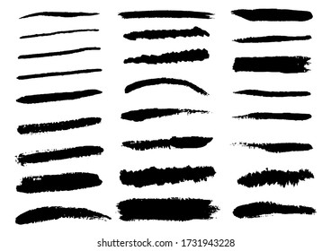 Satz schwarzer Pinselstriche. handgezeichnet auf weißem Hintergrund. Vektorgrafik.