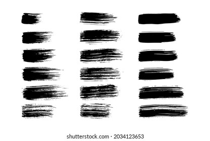 Set of black brush strokes. Hand drawn ink spots isolated on white background. Vector illustration