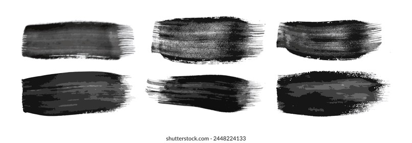 Set of black brush strokes. Hand drawn ink spots isolated on white background. Vector illustration