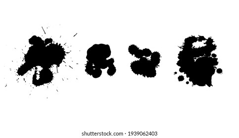 Set of black brush strokes. Ink stain. Vector illustration.