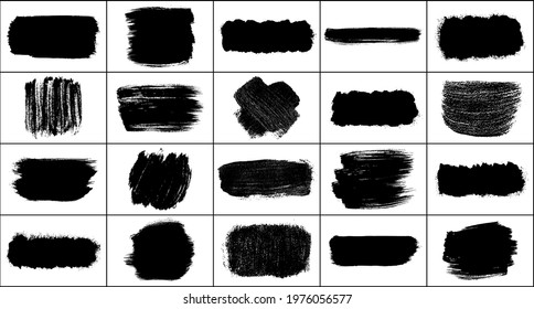 Set of black brush strokes isolated on white. Ink splatter. Paint droplets. Digitally generated image. Vector design elements, illustration, EPS 10.