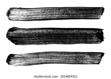 Set of black brush strokes isolated on white. Ink splatter. Paint droplets. Digitally generated image. Vector design elements, illustration, EPS 10.