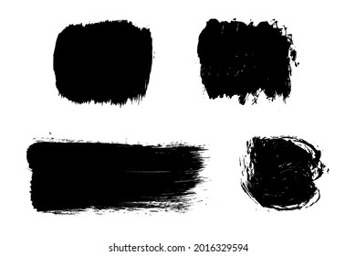 Set of black brush strokes isolated on white. Ink splatter. Paint droplets. Digitally generated image. Vector design elements, illustration, EPS 10.