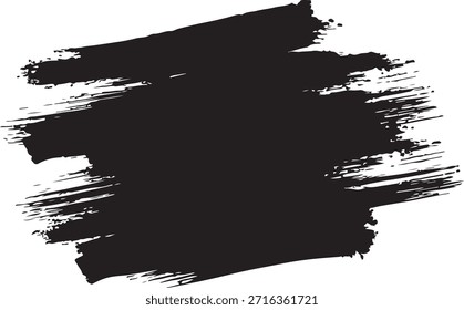 Set of black brush strokes with line frame vector illustration
