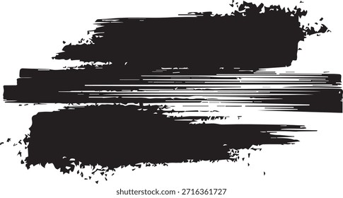 Set of black brush strokes with line frame vector illustration