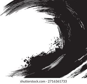 Conjunto de pinceladas negras con Ilustración vectorial de marco de línea