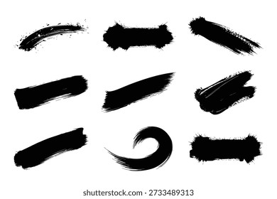 Un conjunto de pinceladas negras sobre un fondo blanco, ideal para el diseño artístico, la ilustración y los proyectos gráficos.