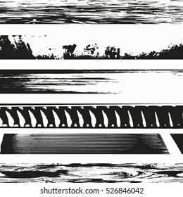 set of black brush strokes on white background