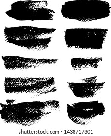 Set of Black Brush Strokes. Paint, ink, brushes, lines, grunge. Freehand drawing. Vector illustration. Isolated on white background.