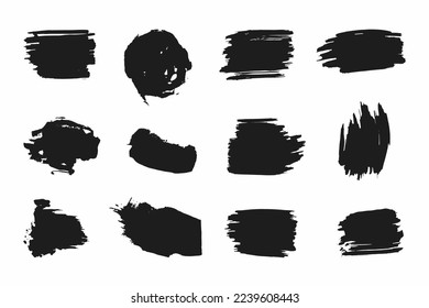 Set of Black Brush strokes. Vector paintbrushes isolated on a white background. Grunge design elements.
