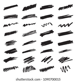 Set of black brushes. Collection of icons. Texture and background.