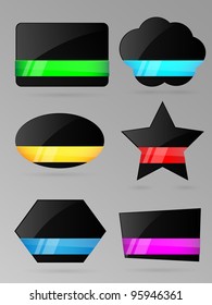 Set of black bubbles with ribbon. Vector illustration.