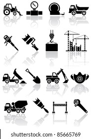 Set of black building icons, illustration