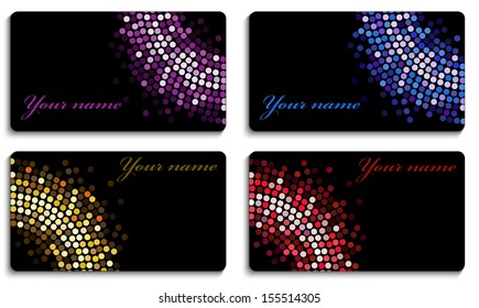 set of black business cards with elements of bright mosaic
