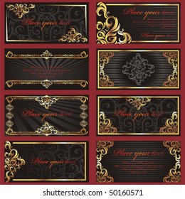 Set of black business cards. (vector illustration)