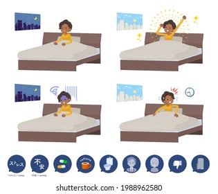 A set of Black business women and causes of sleeplessness.It's vector art so easy to edit.