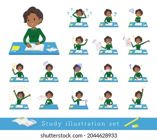 A set of Black business women on study.It's vector art so easy to edit.