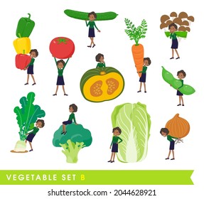 A set of Black business women and vegetables.type B.It's vector art so easy to edit.
