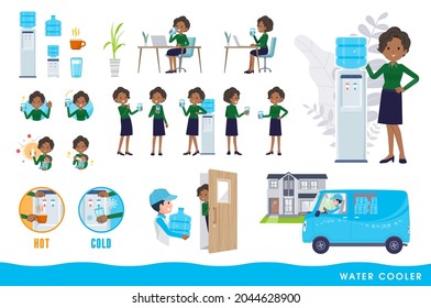 A set of Black business women and water cooler.It's vector art so easy to edit.