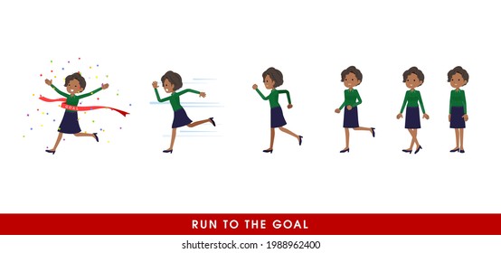 A set of Black business women who start running gradually.It's vector art so easy to edit.