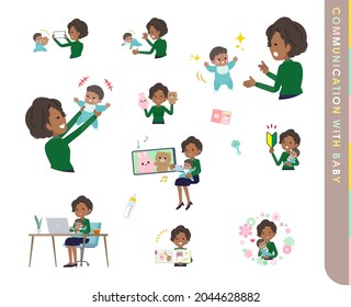 A set of Black business women who communicate with their baby.It's vector art so easy to edit.