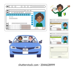 A set of Black business women who get a driver's license.It's vector art so easy to edit.