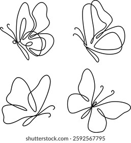 Set of black butterflies, isolated on a white
