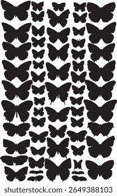 Conjunto de formas de borboleta preta em vários estilos de asa