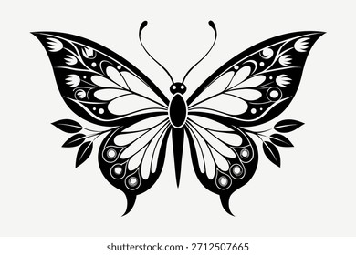 Set of black butterfly silhouettes vector illustration design