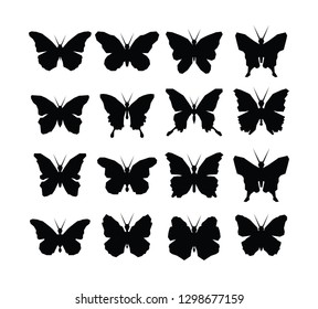 Set of black Butterfly Vector icons