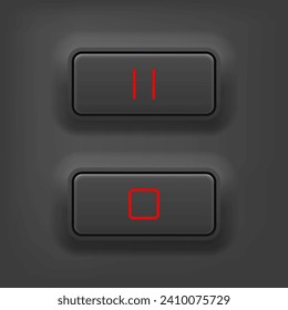 Set of black buttons. Collection of user interface elements. Vector illustration.