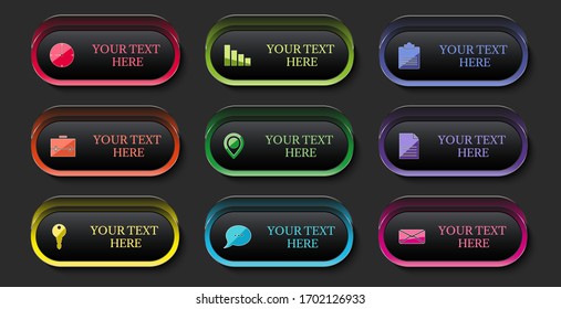 set black buttons colorful frame 