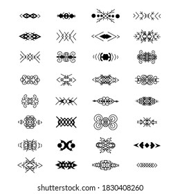 
Set of black calligraphic curls, ornaments isolated on white background. Vintage patterns, endings. Stock vector illustration for decoration and design, menus, invitations, for text and fabric.