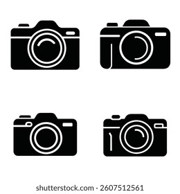 set of black camera icons perfect for photography apps design elements or web projects