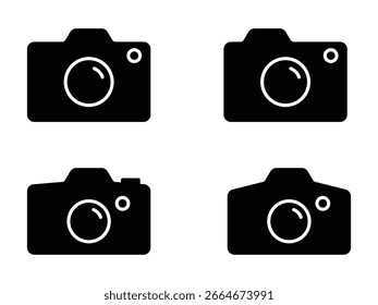 set of black camera icons vector.