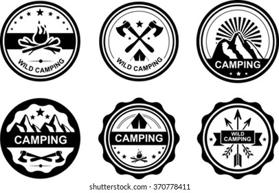 Set of black camping emblem