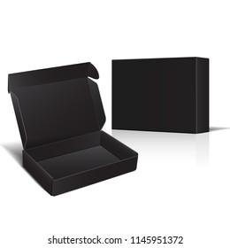 Set of Black Cardboard Box. Vector Package for Software, electronic device and other products for your design