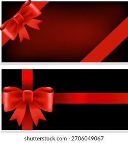 Un conjunto de tarjetas negras con un lazo rojo