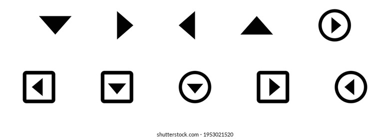 set of black caret icon isolated white background 