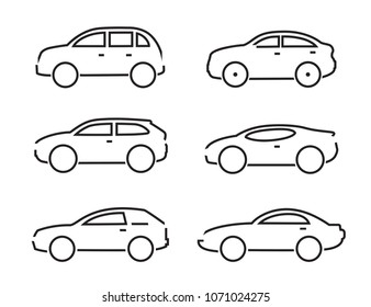 Set of black cars icons - Illustration stock vector. Motor vehicle, pickup truck, pick-up, traffic,