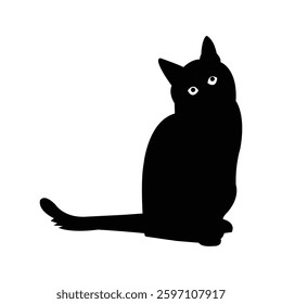 Set of black cat silhouettes.