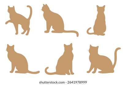 Set of black cat silhouettes.